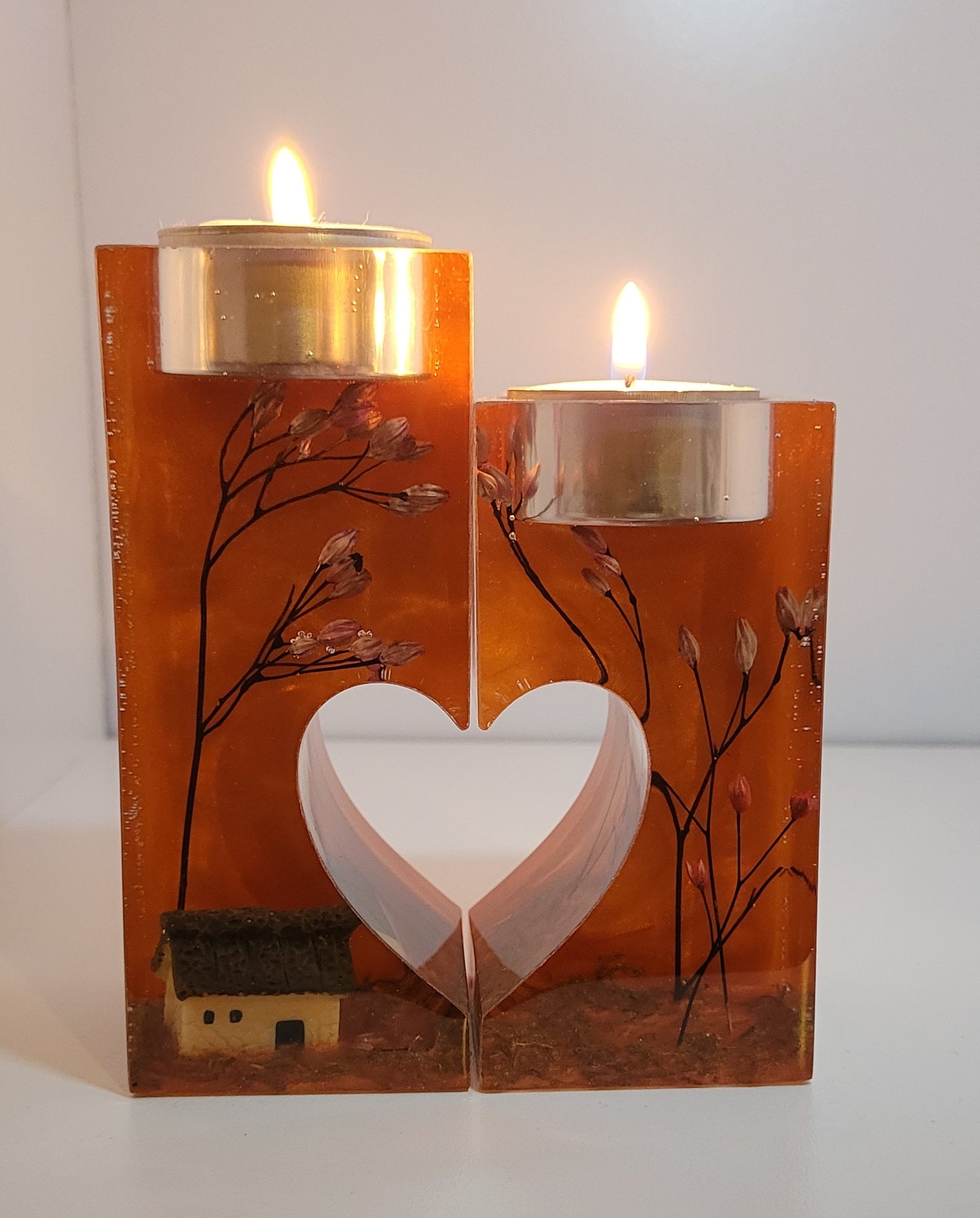 Cottage Under an Autumn Sky candle holder