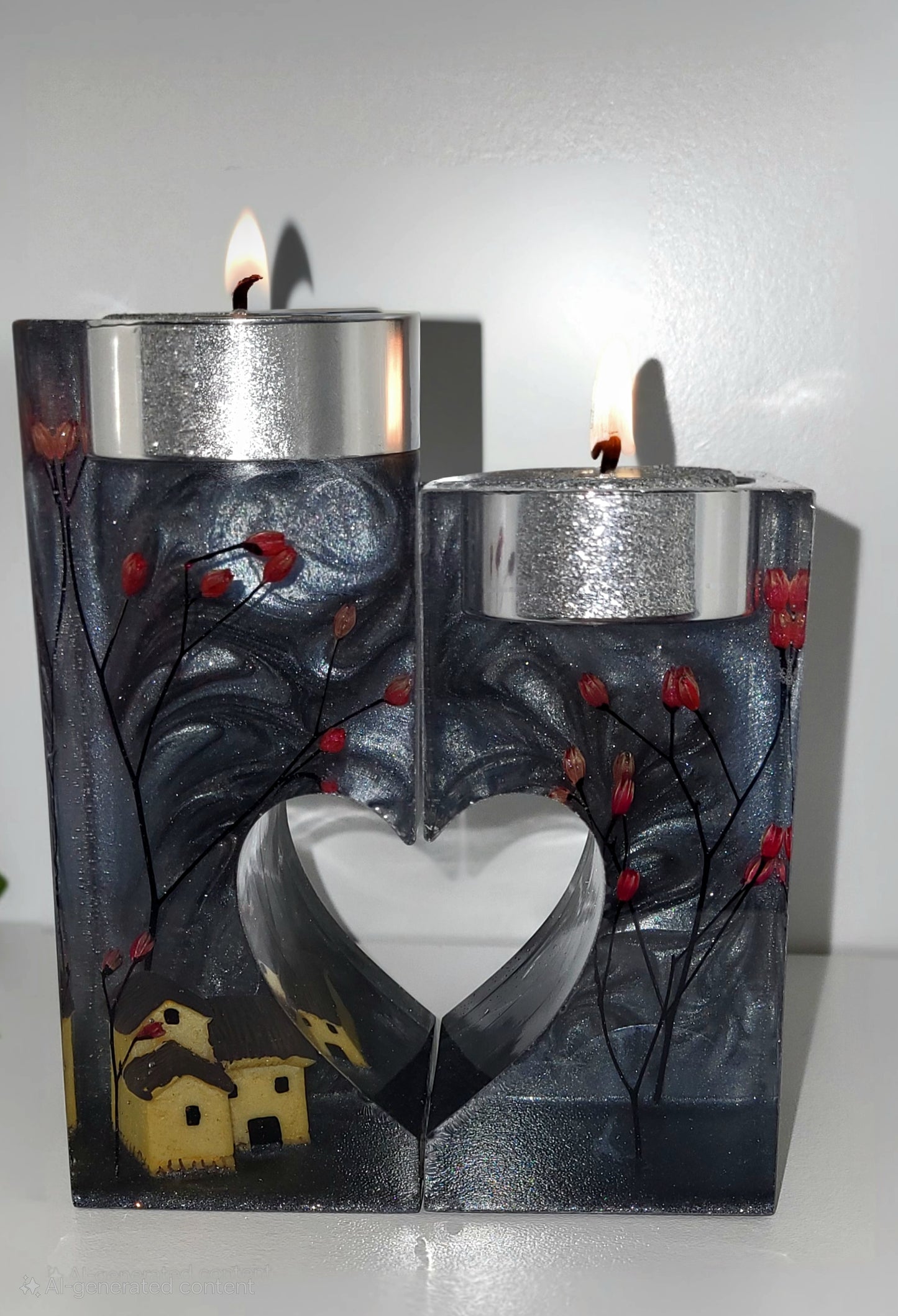 Cottage Under a Night Sky Candle Holder