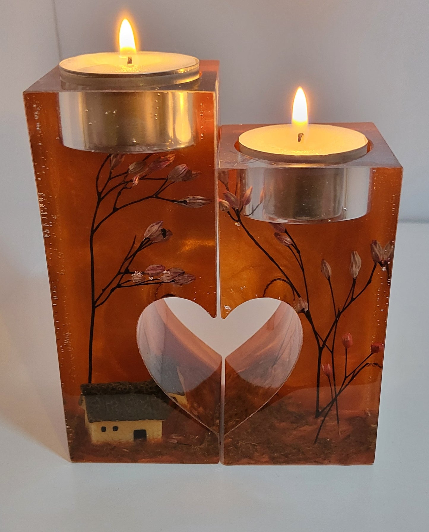 Cottage Under an Autumn Sky candle holder