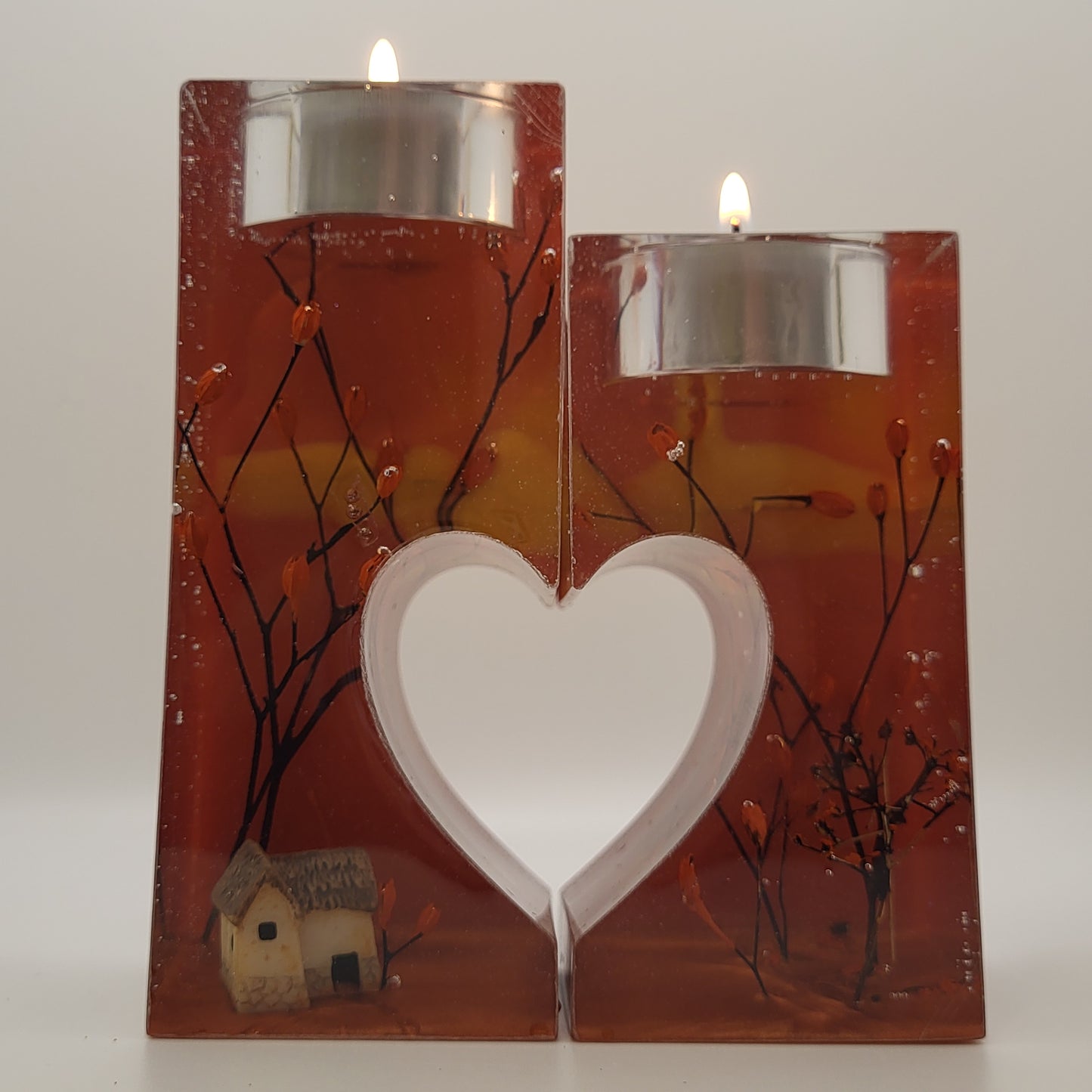 Cottage Under an Autumn Sky candle holder