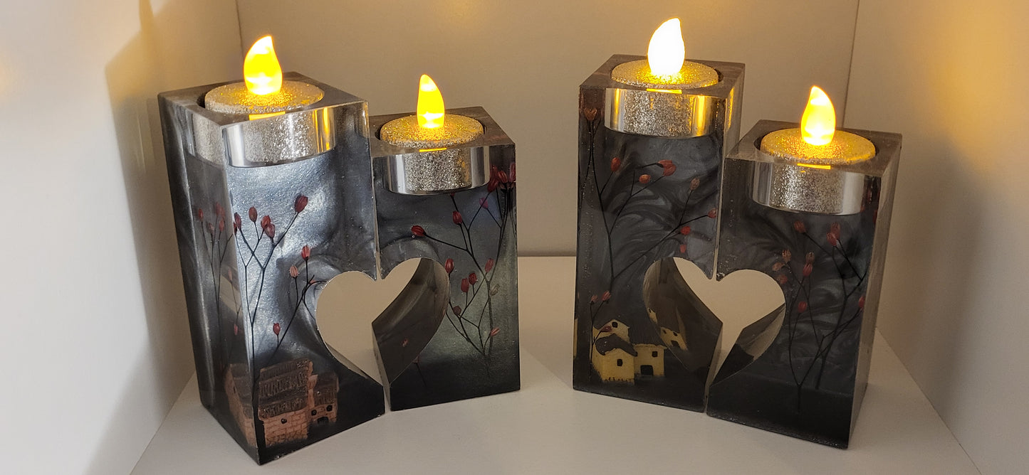 Cottage Under a Night Sky Candle Holder